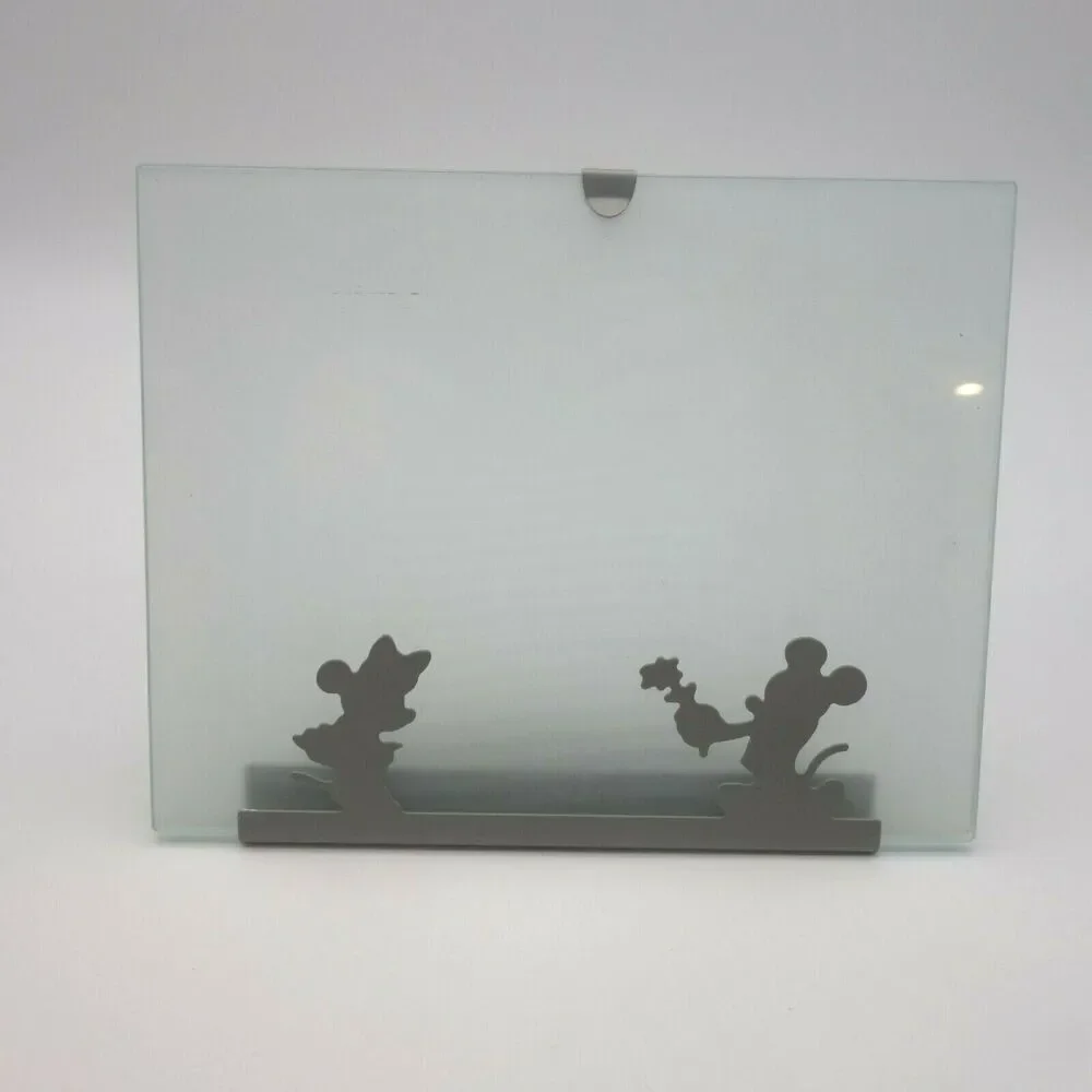 Disney Michael Graves Mickey Minnie Mouse 4x6 Silver Picture Frame Frosted Glass